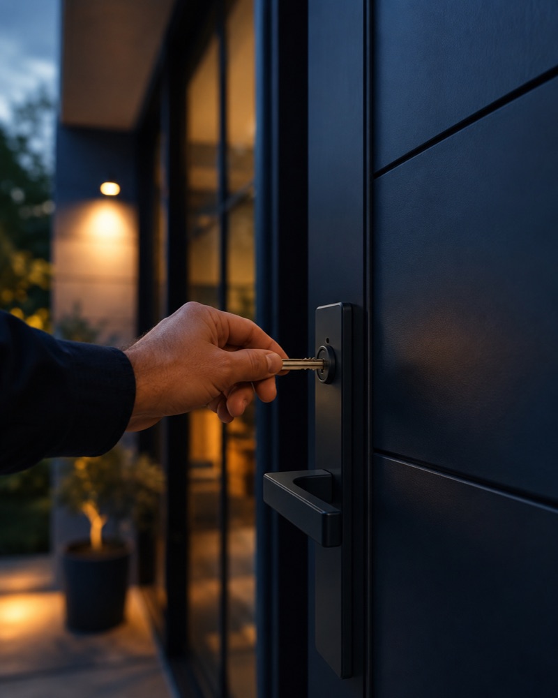 Serrurier en intervention sur la serrure d'une porte d'appartement